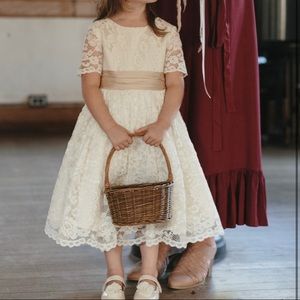 Ivory lace flower girl dress